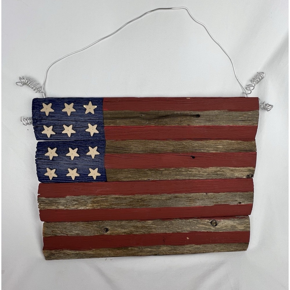Handmade Rustic American Flag Wall Hanging Reclaimed Wood Patriotic Decor USA